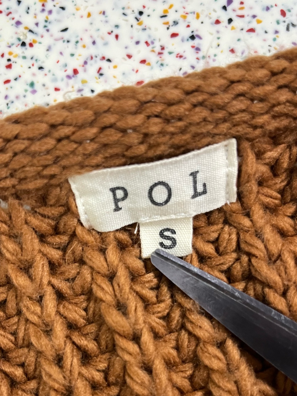 Anthropologie POL Fisherman Sweater Chunky Knit Oversized Rust Women’s Size S - Picture 3 of 8